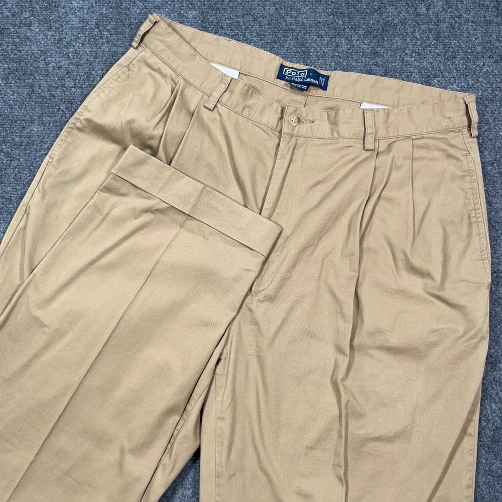 VTG Polo Ralph Lauren Hammond Pant Mens 36x32 Pleated Cuffed Preppy Old Money